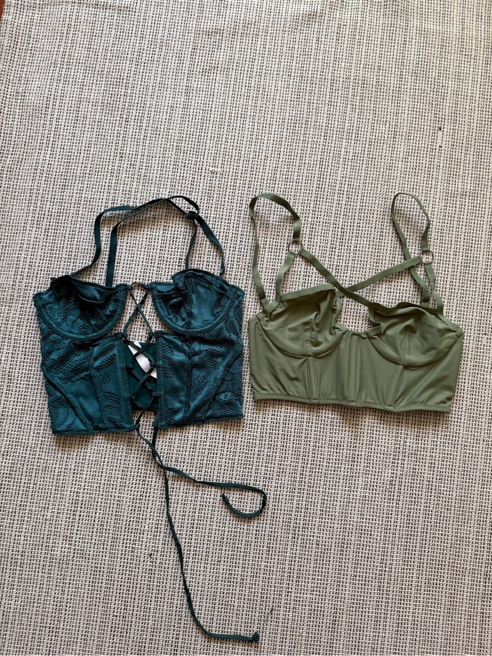Women’s Lace Bustier Bralette/ Corset top- Forest Green/ Olive green